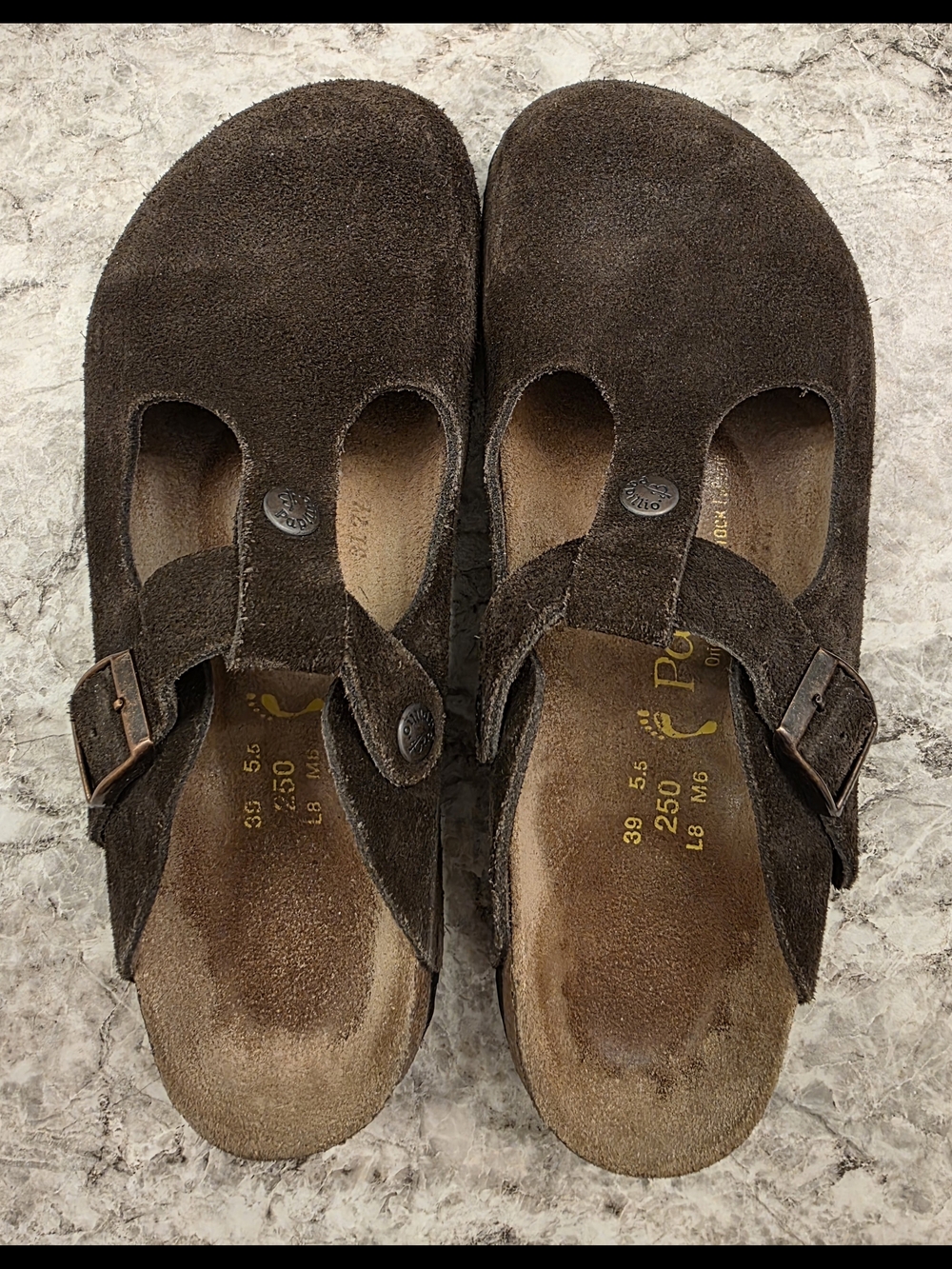 Birkenstock Papillio Brown Suede T-strap Clog Sandals